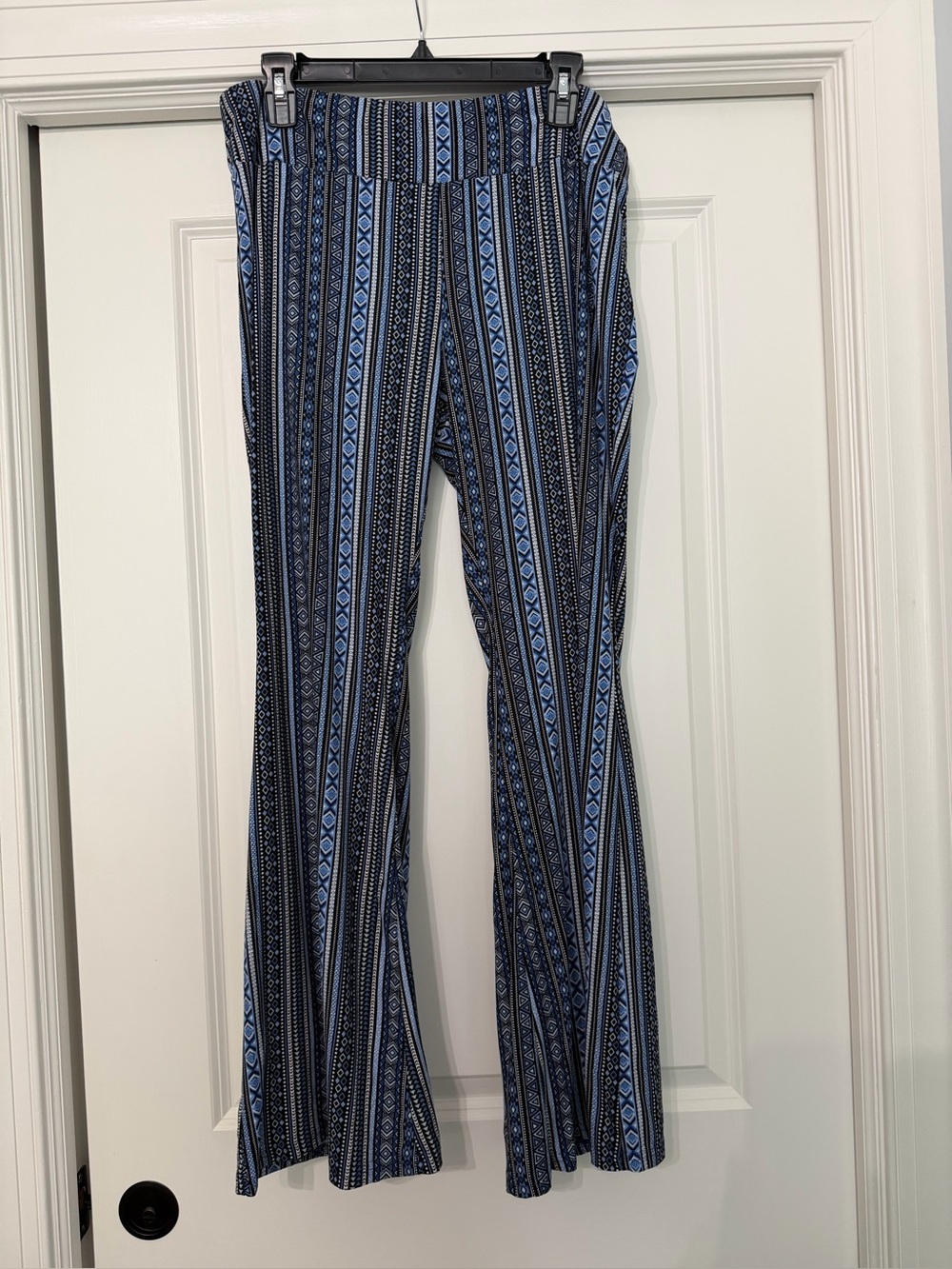 Blue Patterned Flare Pants boho chic